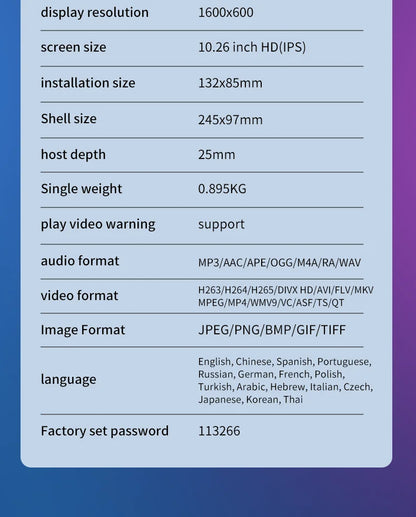 10.26 inch Apple/Android CarPlay Screen (Plug-In) 📱🚗